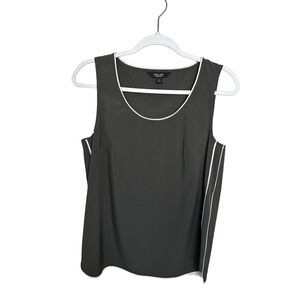 Simply Vera Vera Wang Sleeveless Scoop Neck Tank Top Green White Trim Small